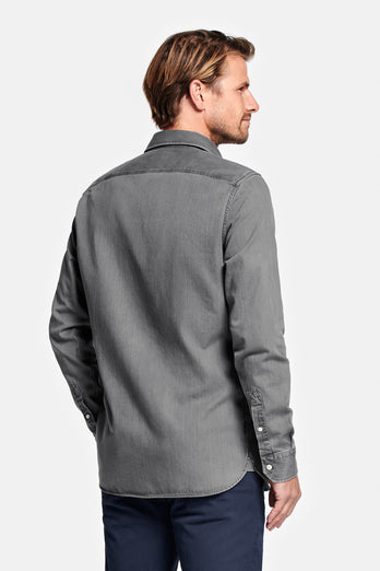 Miles * The Denim Shirt mid grey men's denim shirt | MR MARVIS